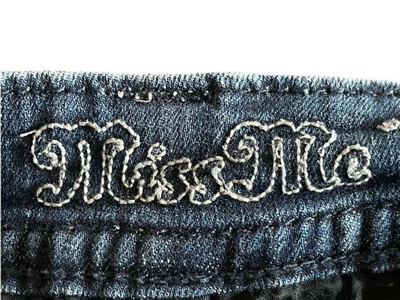 Miss Me Capri SZ 28 Embellished Bling Womens Cropped Blue Denim Jeans - Picture 6 of 12
